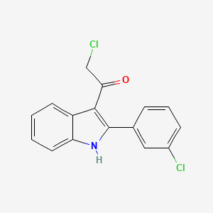 molecular formula C16H11Cl2NO B15264544 2-chloro-1-[2-(3-chlorophenyl)-1H-indol-3-yl]ethanone 