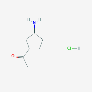 molecular formula C7H14ClNO B15264552 1-(3-Aminocyclopentyl)ethan-1-one hydrochloride 