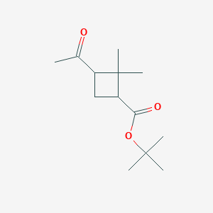 molecular formula C13H22O3 B15264578 Tert-butyl 3-acetyl-2,2-dimethylcyclobutane-1-carboxylate 