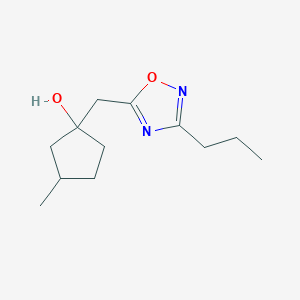 molecular formula C12H20N2O2 B15264623 3-Methyl-1-[(3-propyl-1,2,4-oxadiazol-5-yl)methyl]cyclopentan-1-ol 