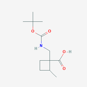 molecular formula C12H21NO4 B15264691 1-({[(Tert-butoxy)carbonyl]amino}methyl)-2-methylcyclobutane-1-carboxylic acid 