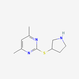 molecular formula C10H15N3S B15264735 4,6-Dimethyl-2-(pyrrolidin-3-ylsulfanyl)pyrimidine 