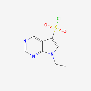 molecular formula C8H8ClN3O2S B15264783 7-Ethyl-7H-pyrrolo[2,3-d]pyrimidine-5-sulfonyl chloride 