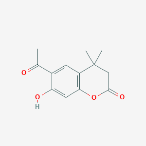 molecular formula C13H14O4 B15264794 6-Acetyl-7-hydroxy-4,4-dimethyl-3,4-dihydro-2H-1-benzopyran-2-one 