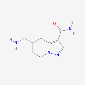 molecular formula C9H14N4O B15264802 5-(aminomethyl)-4H,5H,6H,7H-pyrazolo[1,5-a]pyridine-3-carboxamide 