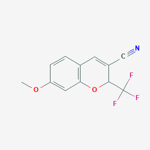 molecular formula C12H8F3NO2 B15264835 7-Methoxy-2-(trifluoromethyl)-2H-chromene-3-carbonitrile 