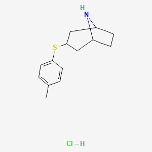 molecular formula C14H20ClNS B15264874 3-[(4-Methylphenyl)sulfanyl]-8-azabicyclo[3.2.1]octane hydrochloride 