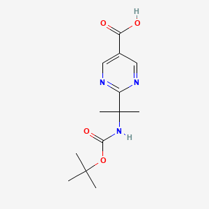 molecular formula C13H19N3O4 B15264902 2-(2-{[(Tert-butoxy)carbonyl]amino}propan-2-yl)pyrimidine-5-carboxylic acid 