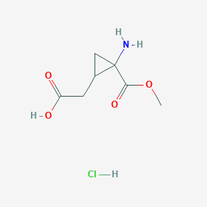 molecular formula C7H12ClNO4 B15264927 2-[2-Amino-2-(methoxycarbonyl)cyclopropyl]acetic acid hydrochloride 
