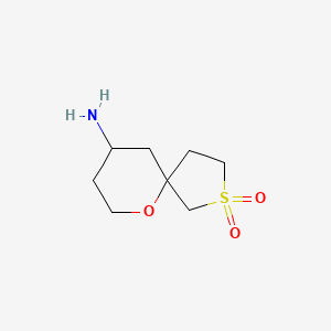 molecular formula C8H15NO3S B15264934 9-Amino-6-oxa-2-thiaspiro[4.5]decane 2,2-dioxide 