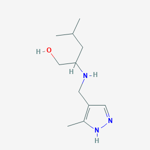 molecular formula C11H21N3O B15264955 4-Methyl-2-{[(3-methyl-1H-pyrazol-4-yl)methyl]amino}pentan-1-ol 