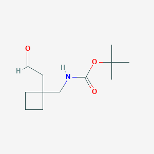 molecular formula C12H21NO3 B15264994 tert-Butyl N-{[1-(2-oxoethyl)cyclobutyl]methyl}carbamate 