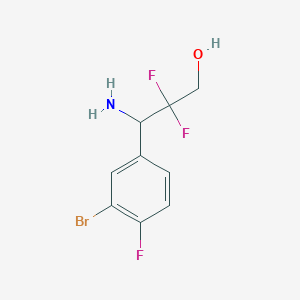 molecular formula C9H9BrF3NO B15265004 3-Amino-3-(3-bromo-4-fluorophenyl)-2,2-difluoropropan-1-OL 