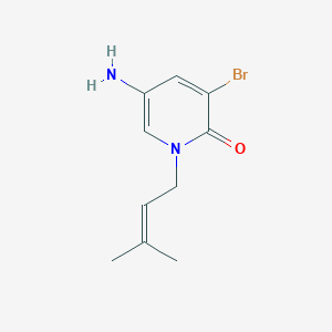 molecular formula C10H13BrN2O B15265076 5-Amino-3-bromo-1-(3-methylbut-2-en-1-yl)-1,2-dihydropyridin-2-one 