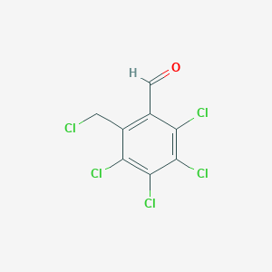 molecular formula C8H3Cl5O B15265137 2,3,4,5-Tetrachloro-6-(chloromethyl)benzaldehyde 