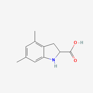 molecular formula C11H13NO2 B15265229 4,6-Dimethyl-2,3-dihydro-1H-indole-2-carboxylic acid 