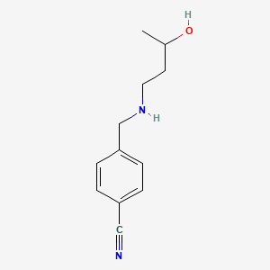 molecular formula C12H16N2O B15265240 4-{[(3-Hydroxybutyl)amino]methyl}benzonitrile 