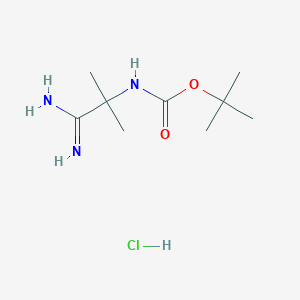 molecular formula C9H20ClN3O2 B15265254 tert-Butyl N-(1-carbamimidoyl-1-methylethyl)carbamate hydrochloride 