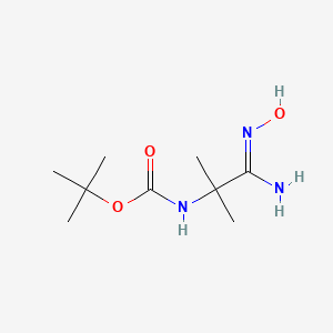 molecular formula C9H19N3O3 B1526526 tert-butyl N-{1-[(Z)-N'-hydroxycarbamimidoyl]-1-methylethyl}carbamate CAS No. 1251430-04-2