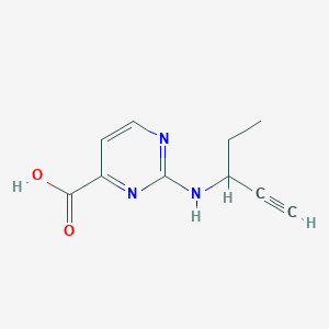 molecular formula C10H11N3O2 B15265298 2-[(Pent-1-yn-3-yl)amino]pyrimidine-4-carboxylic acid 