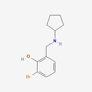 molecular formula C12H16BrNO B15265299 2-Bromo-6-[(cyclopentylamino)methyl]phenol 