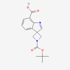 molecular formula C16H18N2O4 B15265360 1-[(tert-Butoxy)carbonyl]spiro[azetidine-3,3'-indole]-7'-carboxylic acid 