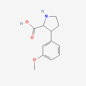 molecular formula C12H15NO3 B15265397 3-(3-Methoxyphenyl)pyrrolidine-2-carboxylic acid 