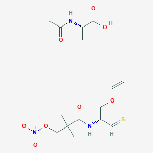 molecular formula C15H25N3O8S B152654 N-Nitratopivaloyl-S-(N'-acetylalanyl)-cysteine ethyl ester CAS No. 139146-66-0