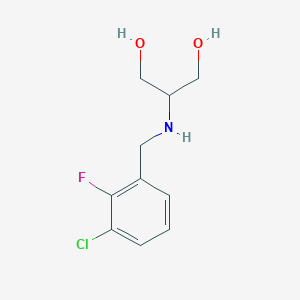 molecular formula C10H13ClFNO2 B15265444 2-{[(3-Chloro-2-fluorophenyl)methyl]amino}propane-1,3-diol 