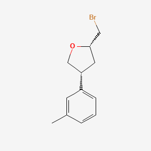 molecular formula C12H15BrO B15265485 (2S,4R)-2-(Bromomethyl)-4-(3-methylphenyl)oxolane 
