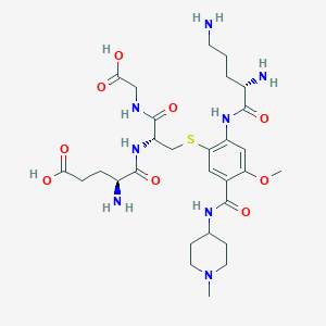 molecular formula C29H46N8O9S B152655 S-(2-Ornithylamino-4-methoxy-5-(1'-methyl-4'-piperidylamino)carboxyphenyl)glutathione CAS No. 129596-89-0