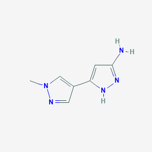 molecular formula C7H9N5 B15265527 1'-Methyl-1H,1'H-5,4'-bipyrazol-3-amine 