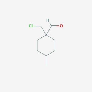 molecular formula C9H15ClO B15265586 1-(Chloromethyl)-4-methylcyclohexane-1-carbaldehyde 