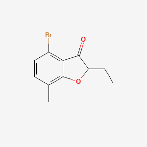 molecular formula C11H11BrO2 B15265630 4-Bromo-2-ethyl-7-methyl-2,3-dihydro-1-benzofuran-3-one 
