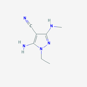 molecular formula C7H11N5 B15265677 5-Amino-1-ethyl-3-(methylamino)-1H-pyrazole-4-carbonitrile 