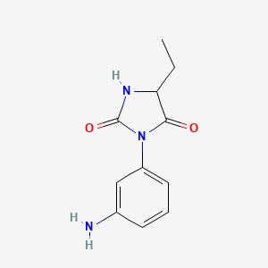 molecular formula C11H13N3O2 B15265678 3-(3-Aminophenyl)-5-ethylimidazolidine-2,4-dione 