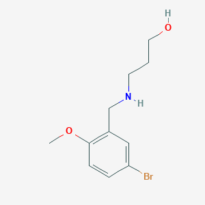 molecular formula C11H16BrNO2 B15265758 3-{[(5-Bromo-2-methoxyphenyl)methyl]amino}propan-1-ol 