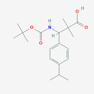 molecular formula C19H29NO4 B15265792 3-{[(Tert-butoxy)carbonyl]amino}-2,2-dimethyl-3-[4-(propan-2-yl)phenyl]propanoic acid 