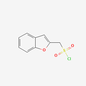 molecular formula C9H7ClO3S B15265851 1-Benzofuran-2-ylmethanesulfonylchloride 