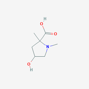 molecular formula C7H13NO3 B15265871 4-Hydroxy-1,2-dimethylpyrrolidine-2-carboxylic acid 