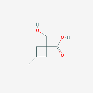 molecular formula C7H12O3 B15265940 1-Hydroxymethyl-3-methyl-cyclobutanecarboxylicacid 
