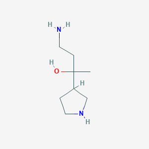 molecular formula C8H18N2O B15266018 4-Amino-2-(pyrrolidin-3-yl)butan-2-ol 