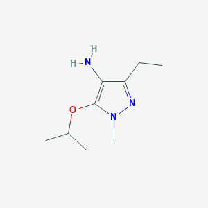molecular formula C9H17N3O B15266023 3-ethyl-1-methyl-5-(propan-2-yloxy)-1H-pyrazol-4-amine 