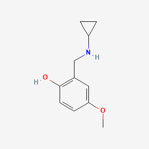 molecular formula C11H15NO2 B15266204 2-[(Cyclopropylamino)methyl]-4-methoxyphenol 