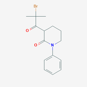 molecular formula C15H18BrNO2 B15266205 3-(2-Bromo-2-methylpropanoyl)-1-phenylpiperidin-2-one 
