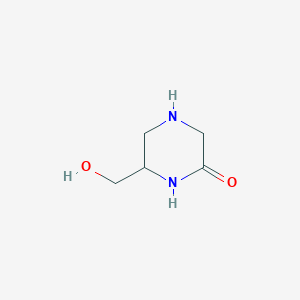 molecular formula C5H10N2O2 B15266296 6-(Hydroxymethyl)piperazin-2-one 