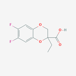 molecular formula C11H10F2O4 B15266312 2-Ethyl-6,7-difluoro-2,3-dihydro-1,4-benzodioxine-2-carboxylic acid 