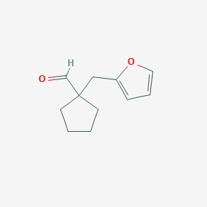 molecular formula C11H14O2 B15266327 1-(Furan-2-ylmethyl)cyclopentane-1-carbaldehyde 