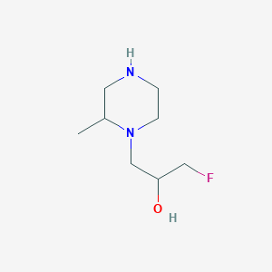 molecular formula C8H17FN2O B15266385 1-Fluoro-3-(2-methylpiperazin-1-yl)propan-2-ol 