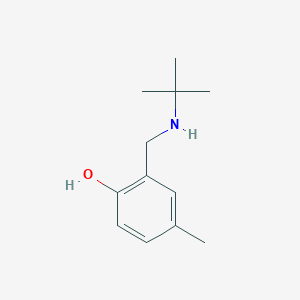 molecular formula C12H19NO B15266462 2-[(Tert-butylamino)methyl]-4-methylphenol 